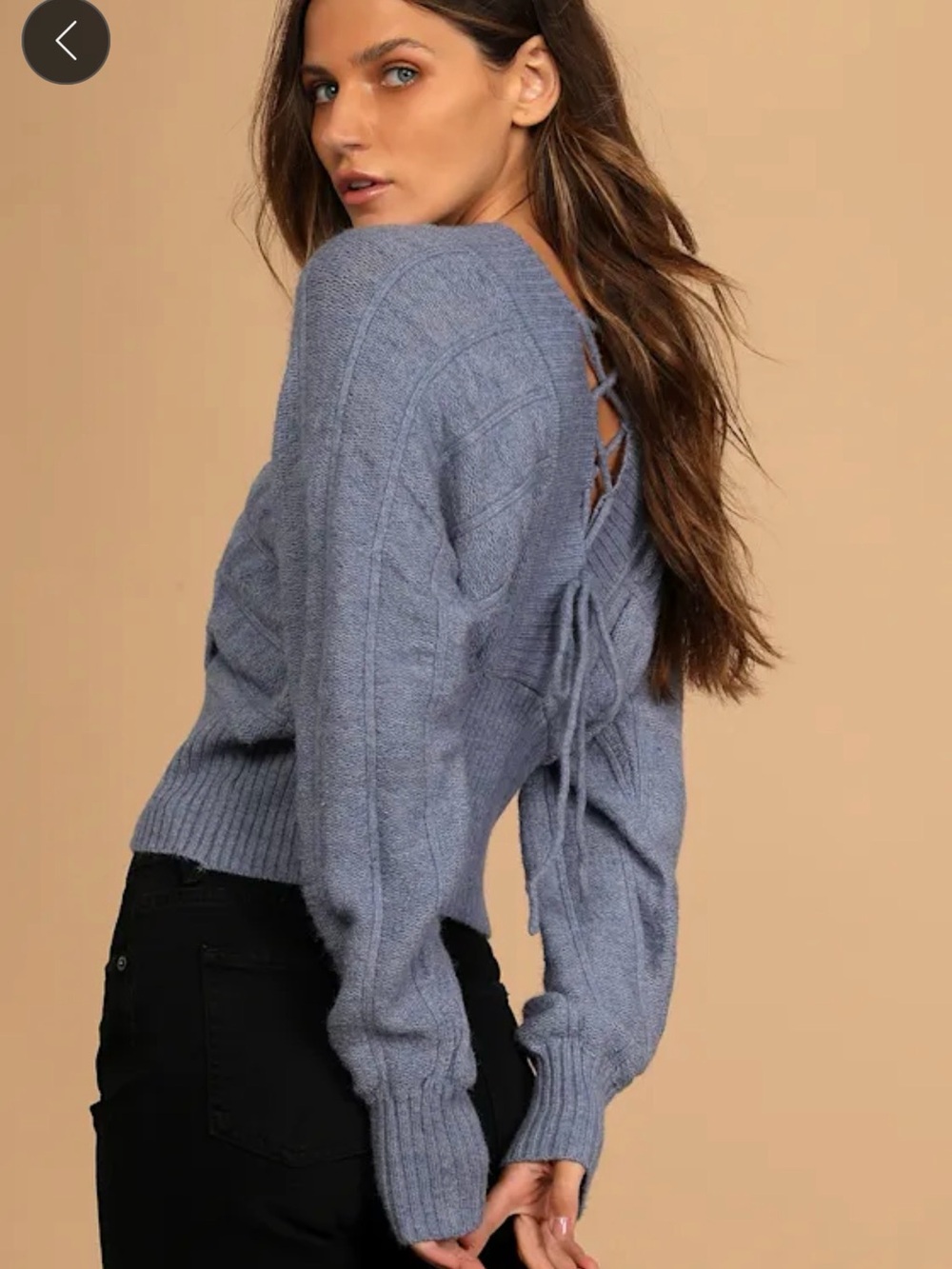 One Cozy Day Light Blue Lace-Up Button-Up
Sweater